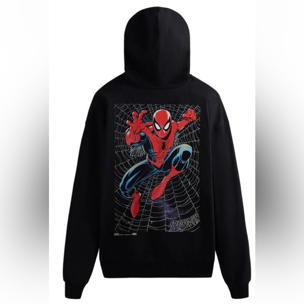 Kith x Spider-Man Web Logo Hoodie Black